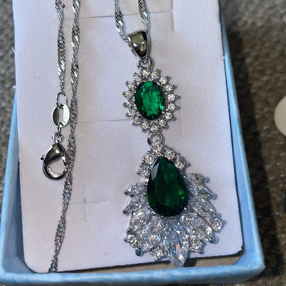 💚 3 gorgeous Rhinestone 925 sterling silver  three pieces set - Picture 4 of 6